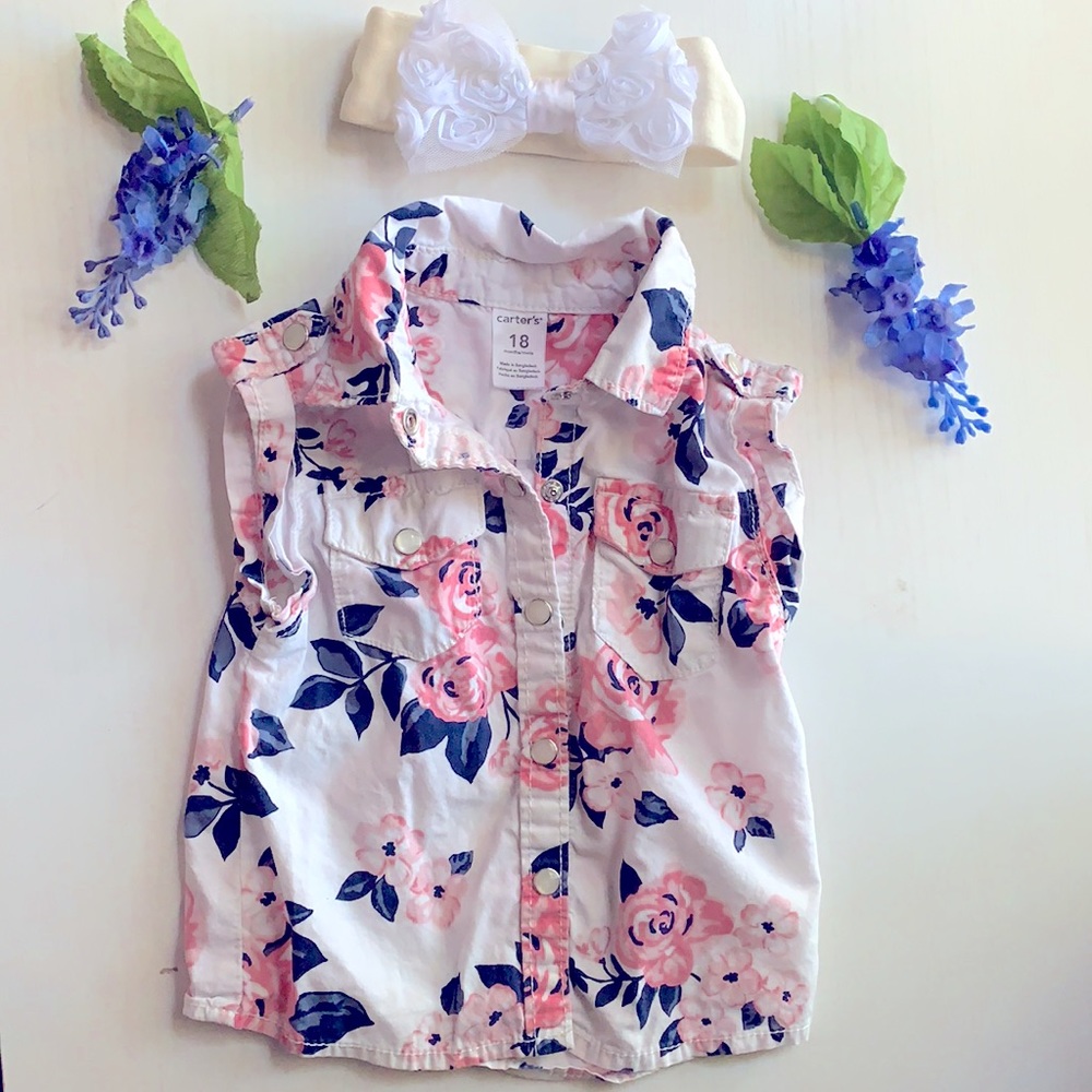 Carter’s floral snap-down shirt 18mo old